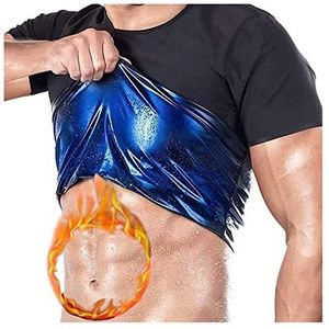 Afslankvest Heren Sauna Vest Zweet Afslanken Polymeer Sport-T-shirt Vormgevend Vest Sauna Fitness T-shirt Gym Sport Zweet Body Shaper Saunapak(Men,M)