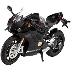 motorfiets speelgoedmodel Voor Du&cati V4S Diecast 1/12 Motor Model Geluid en Licht Home Decor Jongens Gift Motor Model (Color : Black)