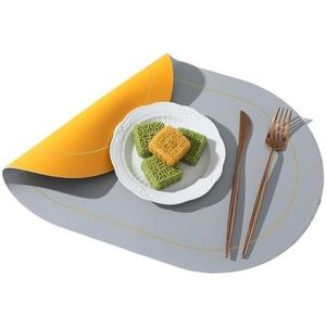 PU-leer kunstleer dubbele zijden 2 kleuren antislip tafelmatten matten geschikt for keuken eettafel decoratie binnen(Color:Grey Yellow)