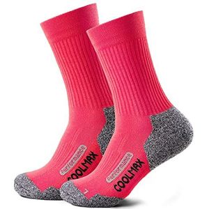 Piarini 2 paar Coolmax wandelsokken outdoorsokken lang - gevoerde functionele sokken, roze, 35-38 EU