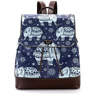 Blauwe Boho Afrikaanse olifant patroon gepersonaliseerde schooltassen boekentassen voor tiener, Meerkleurig, 27x12.3x32cm, Rugzak Rugzakken