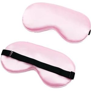 Zijden slaap oogmasker gewatteerde schaduw oogbedekking patch slaapmasker oogmasker blinddoeken reizen ontspannen rust vrouwen mannen (roze)