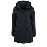 OXMO OXTamila dames overgangsjas parka lange jas met capuchon, Zwart (194007), L