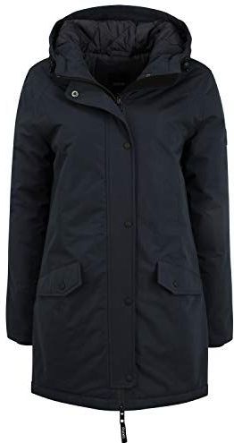 OXMO OXTamila dames overgangsjas parka lange jas met capuchon, Zwart (194007), L