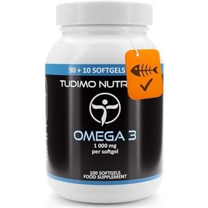 Omega 3 | 1000 mg per Softgel - 100 st. (3+ Maanden Voorraad) van Snelle Desintegrerende Softgel Capsules elk met 1000mg Premium Kwaliteit van de Vis Olie
