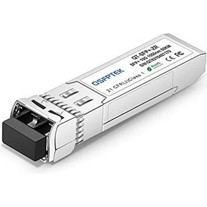 QSFPTEK 10G SFP+ Module LC Single-Mode Transceiver 10GBASE-ZR for Cisco SFP-10G-ZR, Ubiquiti, Netgear, Mikrotik, D-Link, TP-Link, Broadcom, Linksys (1550nm, 80km, with DDM)