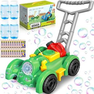 ZHHGOO Lawn Mower Kinderen Soap Bubbles, Soap Bubbles Lawn Mower Summer Outdoor Garden Toys, Soap Bubbels Machine, Bubble Machine voor kinderen van 3 4 5 jaar (groen)
