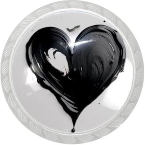 lcndlsoe Elegante ronde transparante kast knop set van 4, voor kasten, ijdelheden en kasten, zwart hart verf patroon