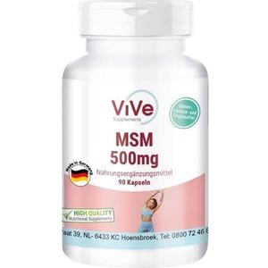MSM 500 mg - 90 capsules - organische zwavel - methylsulfonylmethaan - 3000 mg dagelijkse dosis - hoge dosis en veganistisch | kwaliteit uit Duitsland - ViVe Supplements