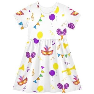 LI ZHI XIN Meisjes Jurk Kinderen Zomer Korte Mouw Ronde Hals Casual Jurken Voor Leeftijd 2-8 Kleurrijke Vlag Ballon, Meerkleurig, 2 jaar