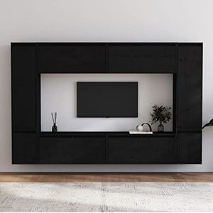 AUUIJKJF Entertainmentcentra en tv-standaards tv-kasten 8 stuks zwart massief houten grenen meubels