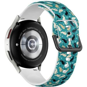 Sportieve zachte band compatibel met Samsung Galaxy Watch 6 / Classic, Galaxy Watch 5 / PRO, Galaxy Watch 4 Classic (kleurrijke kattensporen) siliconen armband accessoire