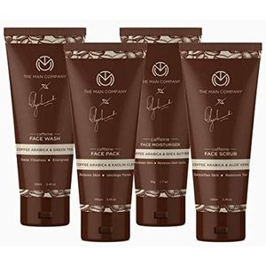 The Man Company Coffee Facial Grooming Kit for Men with Coffee Face Wash, Face Scrub, Face Pack, Face Moisturizer, Purifies Skin, Removes Dirt & Excess Oil