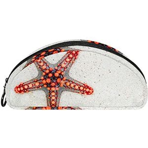 Etui Halve cirkel Briefpapier Pen Bag Pouch Holder Case Clear Starfish Oranje palping Foot, Multi kleuren, 19.5x4x8.8cm/7.7x1.6x3.5in, Make-up zakje