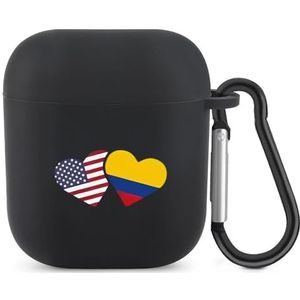 Amerikaanse Colombia Vlag Hart Leuke Case Voor AirPods 2&1 Shockproof Beschermende Hoofdtelefoon Gevallen Cover Met Sleutelhanger Voor Mannen Vrouwen