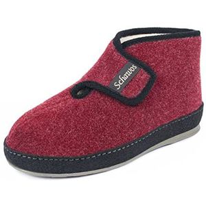 Schawos Dames Huisschoen 2060 – Warme vilten laars met wol en brede opening, antislip en stabiel, bordeaux, 37 EU