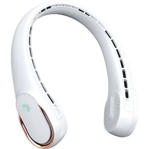 FrSara Nekventilator, draagbare persoonlijke ventilator, sterke wind, 5200 mAh, luchtvolume, 360° koeling, geen verdraaiend haar, luchtvolume aan 2 zijden, antislip, snel opladen, lange gebruiksduur