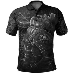 JJLLAZAD Odin Hoodie Mannen Horn Vegvisir Valknut Yggdrasil Zomer Winter Viking Cosplay Kostuums, Polo Shirt, XXL
