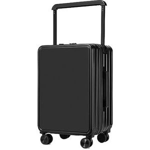 Cabinebagage Rolkoffer, USB Interface Koffers Trolley Bagage Universele Wielen TSA Douane Cijferslot Reiskoffer Handbagage (Color : Black, Size : 24 in)