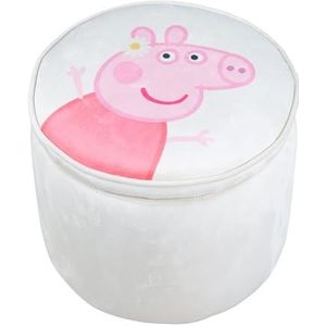 roba Kinderkruk in Peppa Pig Design - Kruk met Opbergruimte voor Meisjes & Jongens vanaf 18 Maanden - Draagvermogen tot 60 kg - Ronde Gestoffeerde Kruk in Beige/Roze