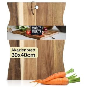 Moritz & Moritz Houten snijplank, 40 x 30 cm, houten snijplank van massief acacia, serveerplanken van hout voor kaasplank, houten plank, keuken, duurzaam, mesvriendelijk, gemakkelijk te reinigen