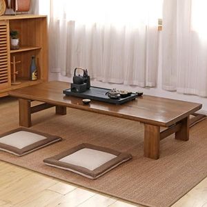 ZENCIX Japanse lage tafel, 47 inch Japanse vloertafel, vintage theetafel lage tafel, rechthoekige stijl tatami tafel, of zittend op de vloer accentmeubilair