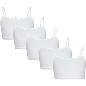 TupTam Meisjes Bustier met Spaghettibandjes 5-Pack, Wit, 146-152