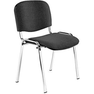 Sigma Stapelstoel, bureaustoel met robuust metalen frame, bezoekersstoel met gevoerde rugleuning, ISO, 55 x 43 x 85 cm, zwart