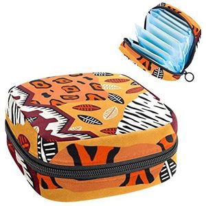 Animal Tribe Skin Period Pouch Draagbaar,Tampon opbergtas voor maandverband, Meerkleurig, 4.7x6.6x6.6 in/12x17x17 cm