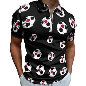 Japan Voetbal Half Zip-up Polo Shirts Voor Mannen Slim Fit Korte Mouw T-shirt Sneldrogende Golf Tops Tees S