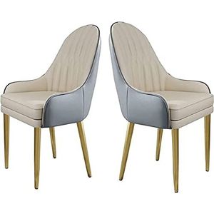 GEIRONV Eetkamerstoelen van imitatieleer Set van 2, moderne aanrechtstoelen woonkamer zijstoelen met dik kussen gouden metalen basisstoelen Eetstoelen (Color : F, Size : 90 * 47 * 53cm)