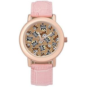Wasbeer En Rode Panda Horloges Voor Vrouwen Mode Sport Horloge Vrouwen Lederen Horloge