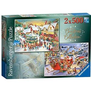 Ravensburger Collectie No.1 Market & Santa's Christmas Supper 2X 500 Stuk Legpuzzels voor volwassenen en kinderen vanaf 10 jaar