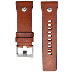 28mm Armband Lederen Horlogeband Kleur Horlogeband Compatibel Met Diesel Horloges Band Met Nagel DZ7311/7314/7332/7348 Horloges Riem (Color : Brown silver buckle, Size : 28mm)