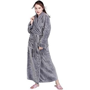 HIHELO Pyjama Mannen Winter Extra Lange Dikke Warme Sjaal Kraag Badjas Heren Thermische Flanellen Badjas Mannelijke Peignoir Homme Koraal Fleece Nachtjapon Badjas - Grijs Vrouwen, XL, Grijs