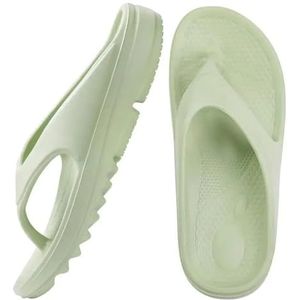 AHUFGN Sandalen Unisex Zachte Wolk Slippers Platform Flip Flops Vrouwen Zomer Strand Sandalen Met Boog Ondersteuning Antislip Badkamer Slides, Groen B, 44(26.5cm)