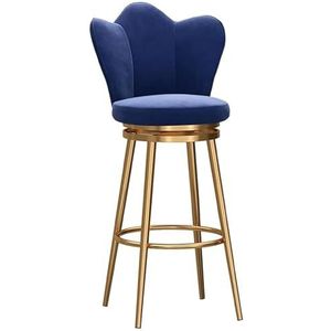 Barkrukken met hoge rugleuning en voetsteun, draaibare kruk met hoogteverstelling, comfortabele barstoelen op het keukeneiland, capaciteit 550 lbs (Color : Blue, Size : 75cm/29.5"")