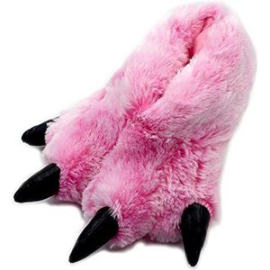 Millffy Funny Slippers Grizzly Bear Knuffeldier Furry Claw Paw Slippers Peuters, Kinderen & Volwassenen Kostuum Schoeisel (X-Large - (Herenmaat), Roze Tijger)