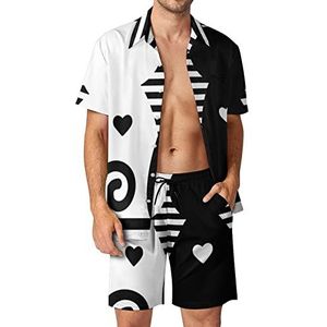 Liefhebbers hart katten Hawaiiaanse sets voor mannen button down korte mouw trainingspak strand outfits S