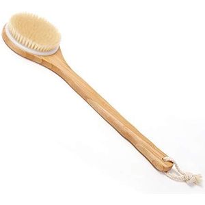 Zhurson Droge Bad Body Brush Back Scrubber Douche Bad Borstel met Lange Houten Handvat, 100% Natuurlijke Borstels, Exfoliërend, Stimuleert de Bloedcirculatie, Verbetert Lymfestelsel, Versnel de