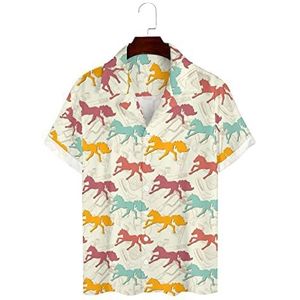 Running Horse Hawaiiaanse shirts voor heren, korte mouwen, Guayabera-shirt, casual strandshirt, zomershirts, 2XL