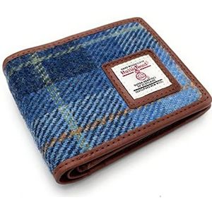 Heren Harris Tweed Trifold Portemonnee Portemonnee, Blauwe Check, 12cm x 10 cm x 3cm, Klassiek