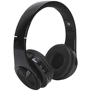 Bluetooth-koptelefoon over het oor, draadloze hifi-stereohoofdtelefoons met ruisonderdrukking met microfoon Handsfree gaming-oortjes voor online klas/thuis/kantoor(Zwart)