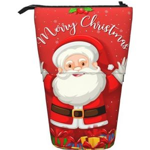 Nbtghga Merry Christmas. Print Potlood Telescopische Klassieke Kunsten Stand Up Potlood Case Organizer Potlood Houder Make-up Tas Gift, Zwart, Eén maat