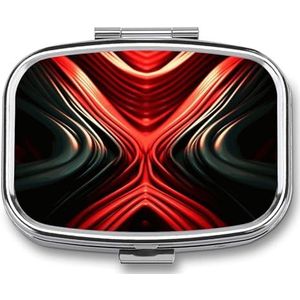 Rode Lijn Pillendoos 2 Compartiment Geneeskunde Organizer Draagbare Pil Container Vierkante Pillenhouder voor Pocket Reizen Pil Case voor Portemonnee