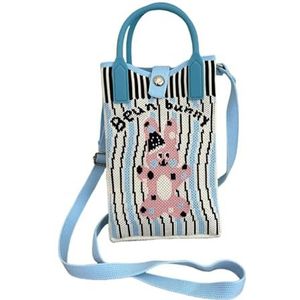 DxXU SewLife Puppy/Konijn/Bloemen Ontwerp Gehaakte Crossbody Portemonnee Tas Mini Mobiele Telefoon Portemonnee Schoudertas Voor Meisjes, 4. blauw konijn, Leuke Crossbody Portemonnee