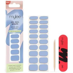 Mylee Gel Nagelwraps [Once In A Blue Moon] – 10 Voorgeharde Gelstickers voor Kant-en-klare Manicure – Geen Lamp Nodig, Chipbestendig, Glanzende Finish, Langdurig – Eenvoudig aan te Brengen