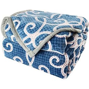 XYWHPGV Bloemen Flanel Fleece Blauwe Dekens Full Size - Lichtgewicht Microfiber Fluwelen Deken voor Lente/Herfst/Zomer, Vintage Wit Patroon Gooi Deken voor Bed - 70 x 78 Inch(0e395 f1ba0 80cf0 74121
