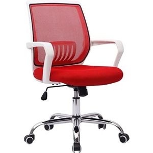 Draaibare Bureaustoel Executive Computer Fauteuil Stoel Met Ademend Mesh Ergonomisch Voor Studie Kantoor Vergaderruimte (Color : Rot, Size : White armrest)