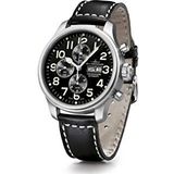 Zeno-Watch Heren Horloge - Oversized Pilot Chronograaf Day-Date - 8557TVDD-a1, riem